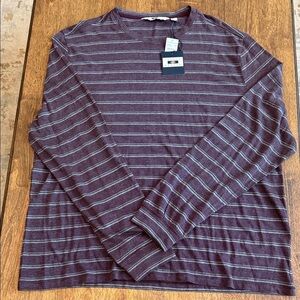 Joseph Abboud Maroon and Gray Striped Long Sleeve Tee